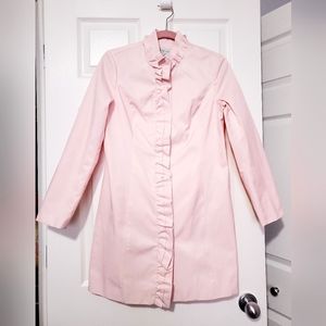 Cleo pastel pink ruffle front cotton blend jacket coat XS Petite XSP spring
